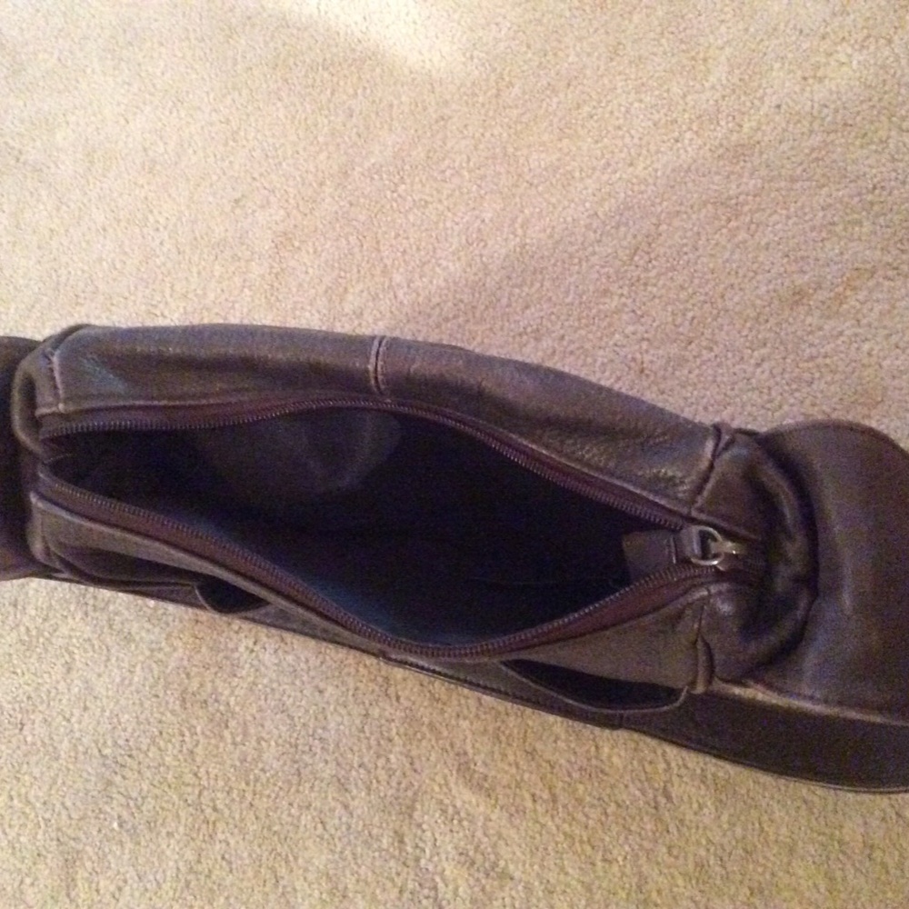 Charter Club Brown Shoulder Leather Handbag Purse - Picture 5 of 8